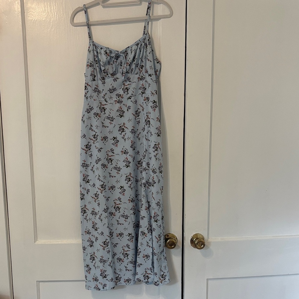 Floral Blue Women's Milkmaid Dress